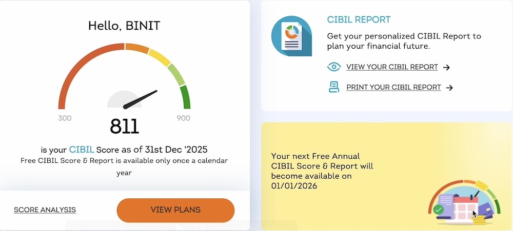 My CIBIL Credit Score Is 811