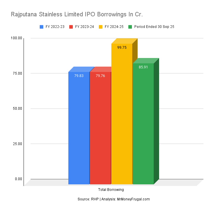 Rajputana Stainless Limited IPO Borrowings In Cr.