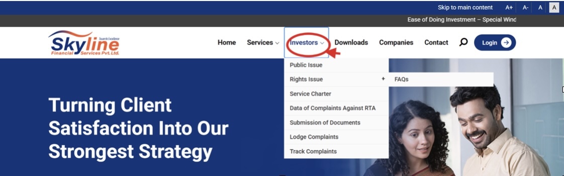 Skyline Financial Services Browsing the Investors' Menu 