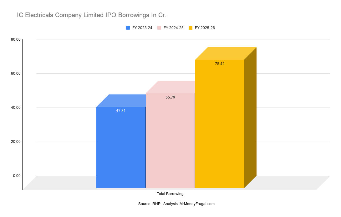IC Electricals Company Limited IPO Borrowings In Cr. IC Electricals Company Limited IPO Borrowings In Cr