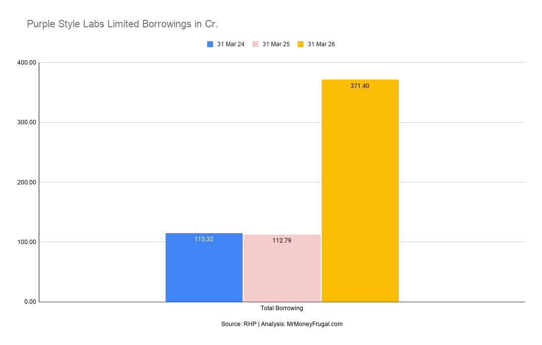 Purple Style Labs Limited Borrowings in Cr.